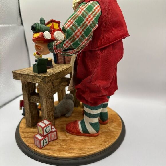 Traditions Vintage Santa Claus Toy Maker Figurine Fabric Mache Santa Centerpiece - Picture 8 of 16